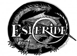 Dragon se melant aux lettres du logo Esperide : croquis 1
