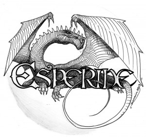 Dragon se melant aux lettres du logo Esperide : croquis 2