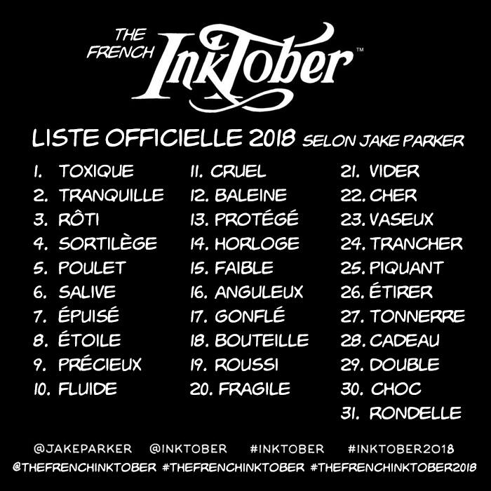 Inktober2018 liste en français