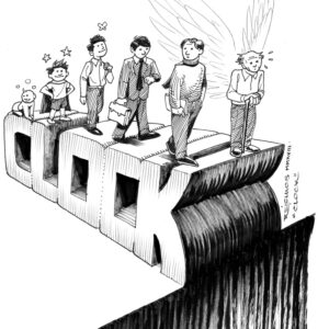 Inktober 2018 jour 14 : Clock / Horloge. Le temps, la vie, la mort, l'au delà, ouaip.