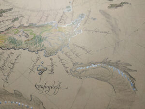 Carte ancienne île légendaire - détail dragon